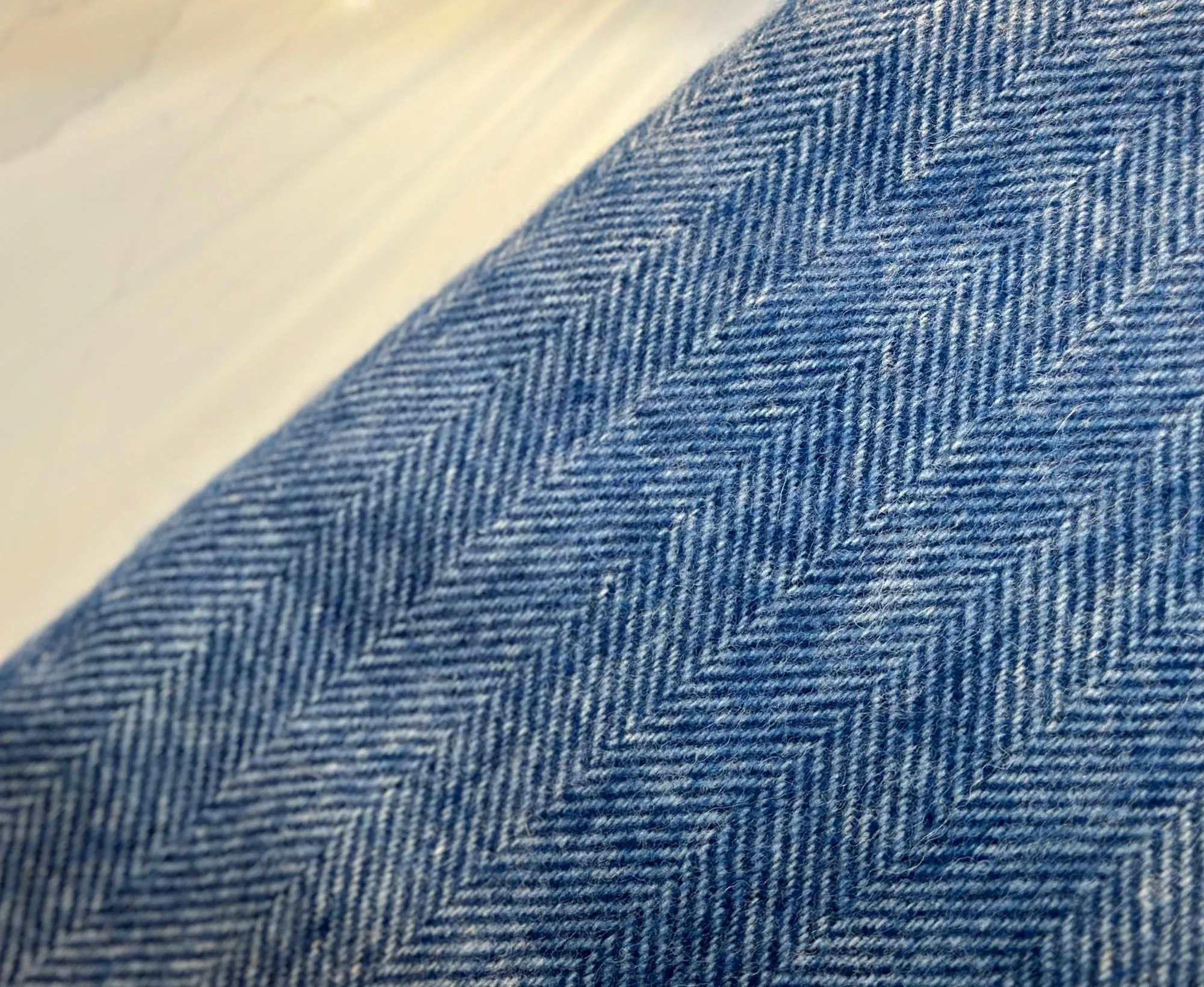 100% Lambswool Herringbone Throw Denim Blue