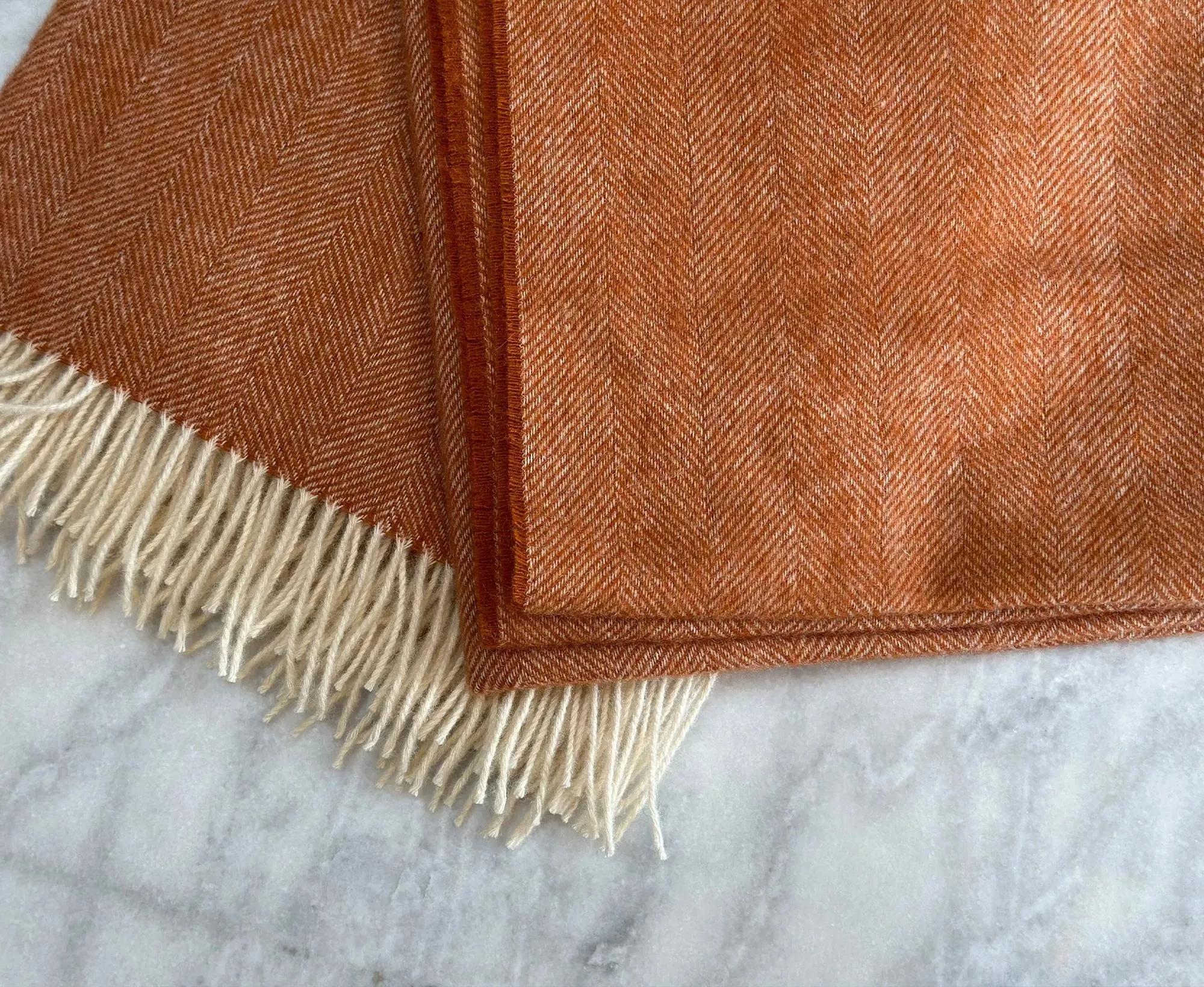 100% Lambswool Herringbone Throw Paprika Orange