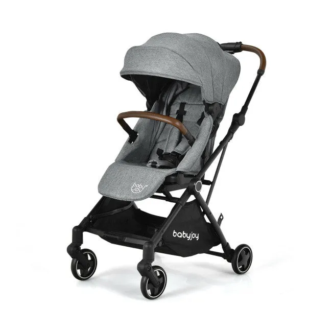 2-in-1 Convertible Aluminum Baby Stroller with Adjustable Canopy - Grey