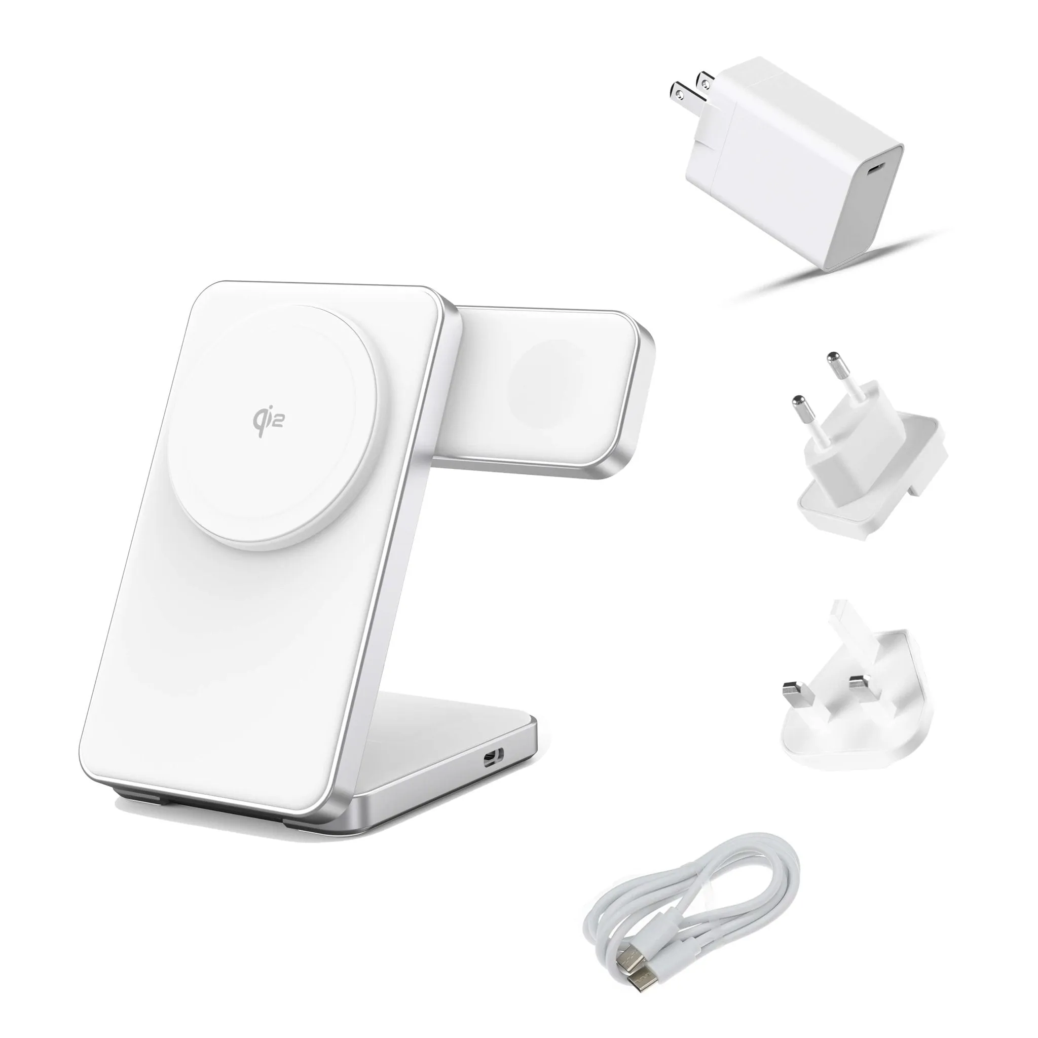 3-in-1 Foldable Qi2 Wireless Charger, White