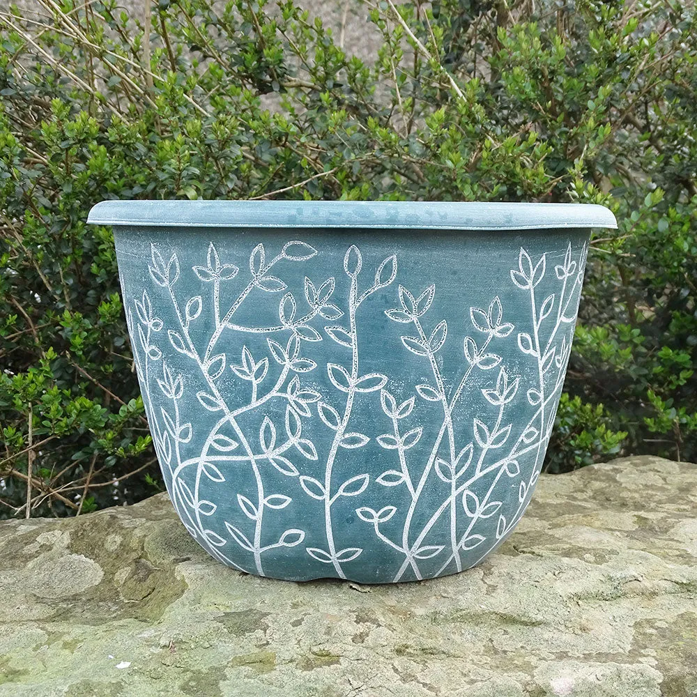 30cm Serenity Stout Planter Green/White Plant Pot