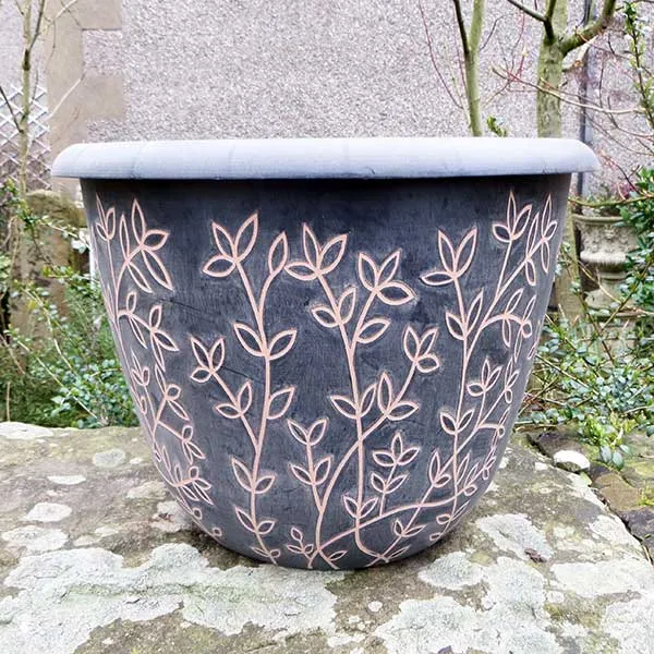 35cm Serenity Stout Planter Black/Brown Plant Pot