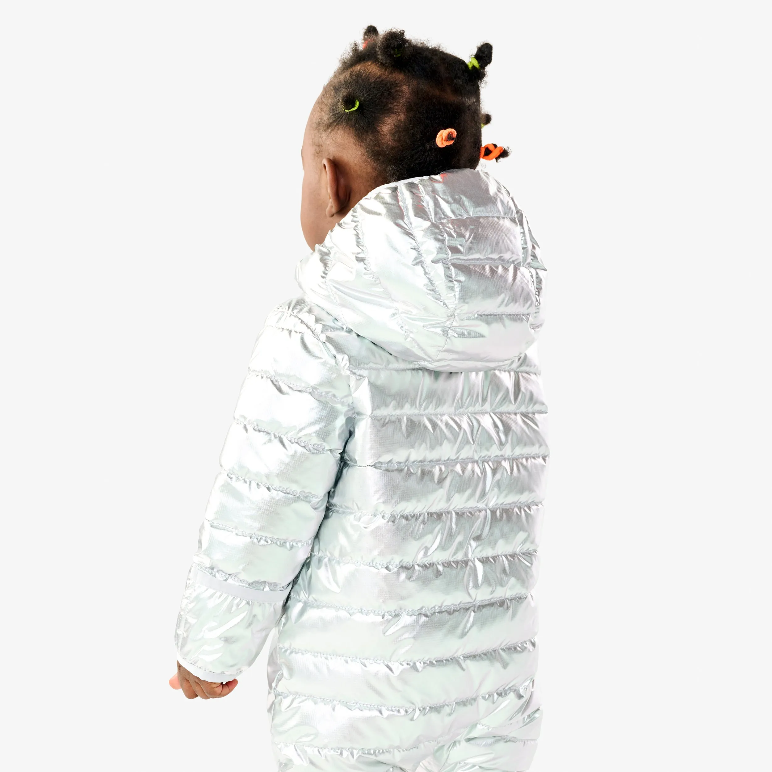 Baby lightweight puffer suit in silver