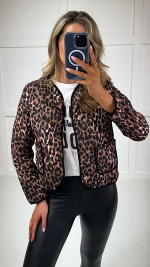 Bianca Black & Beige Leopard Printed Jacket