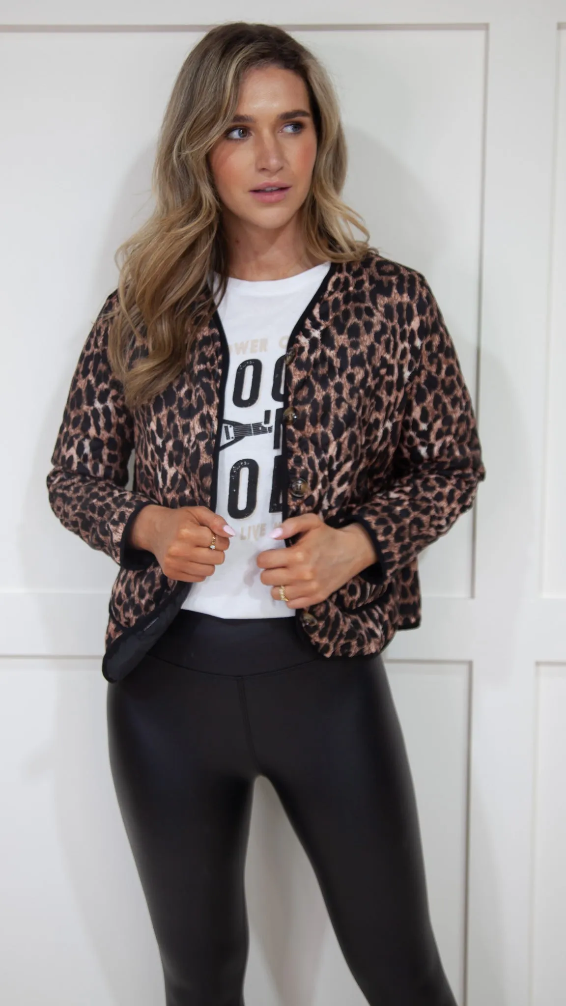 Bianca Black & Beige Leopard Printed Jacket