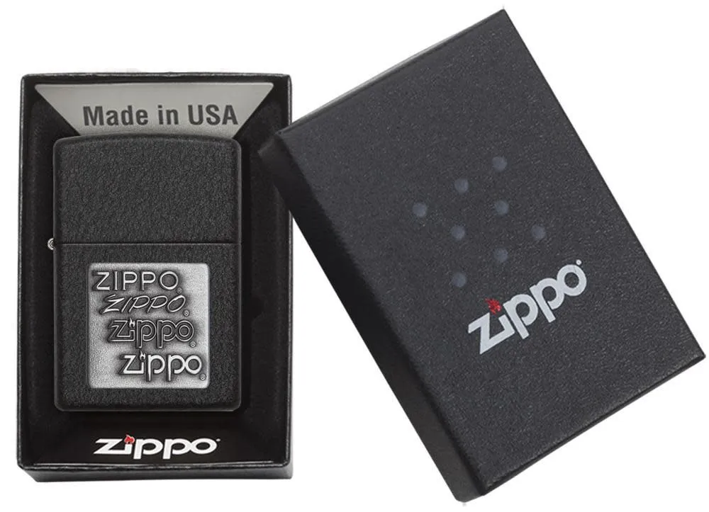 Black Crackle<sup>®</sup> Silver Zippo Logo