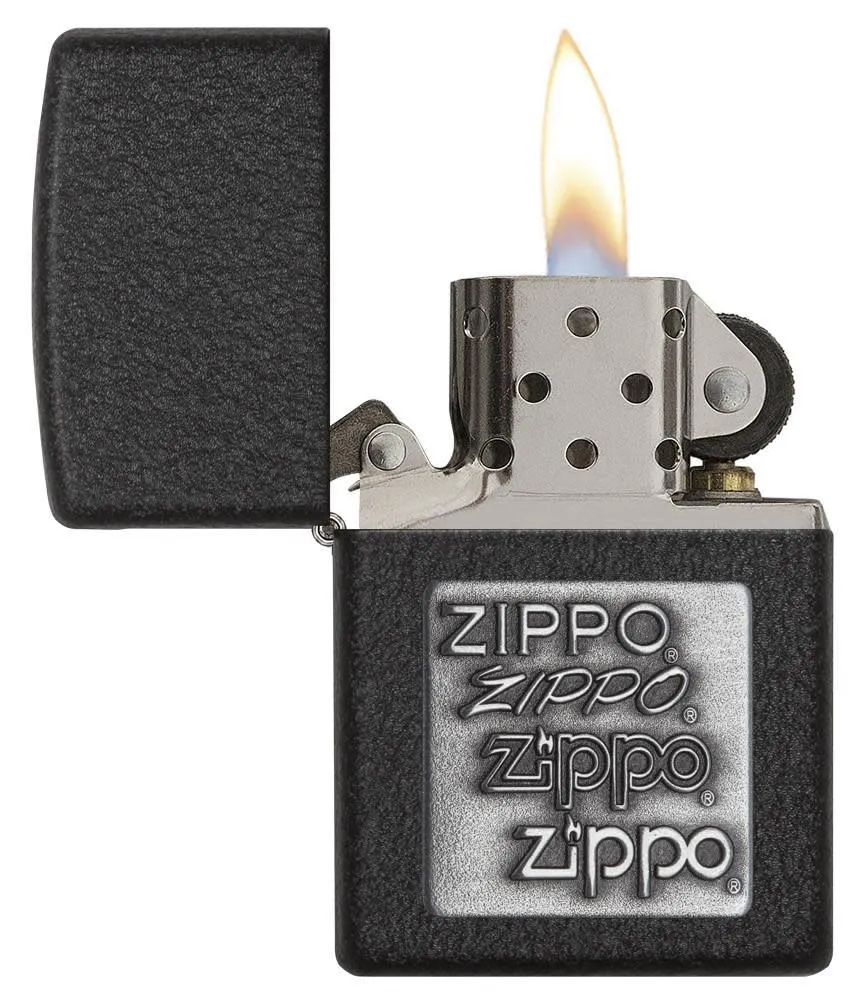 Black Crackle<sup>®</sup> Silver Zippo Logo