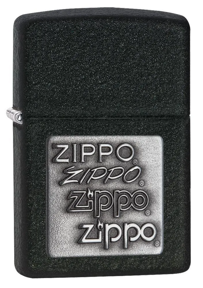 Black Crackle<sup>®</sup> Silver Zippo Logo