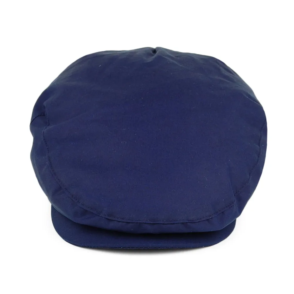 British Millerain Waxed Cotton Flat Cap - Navy Blue