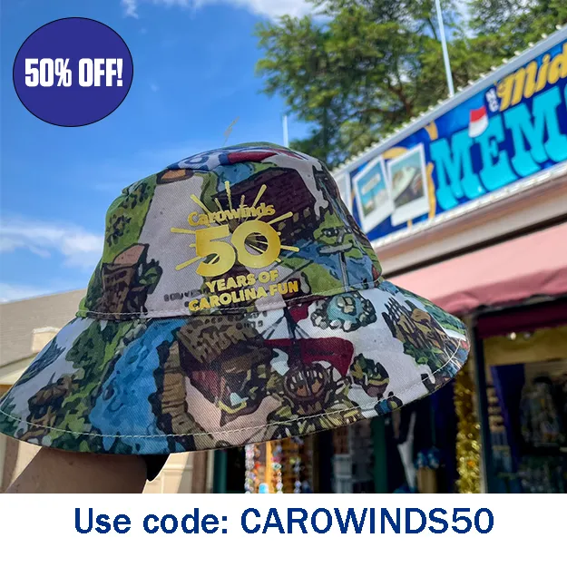 Carowinds 50th Anniversary Park Map Bucket Hat