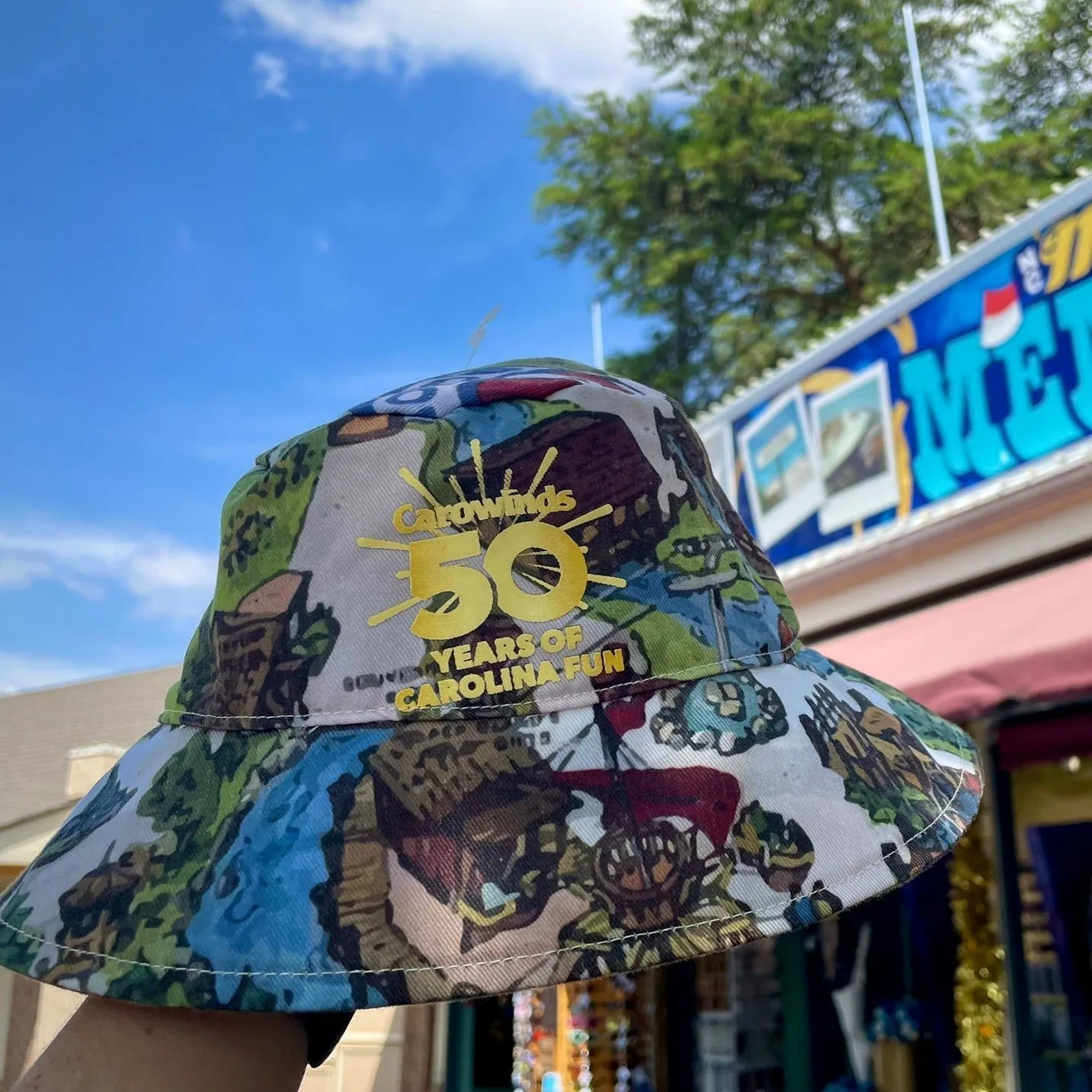 Carowinds 50th Anniversary Park Map Bucket Hat