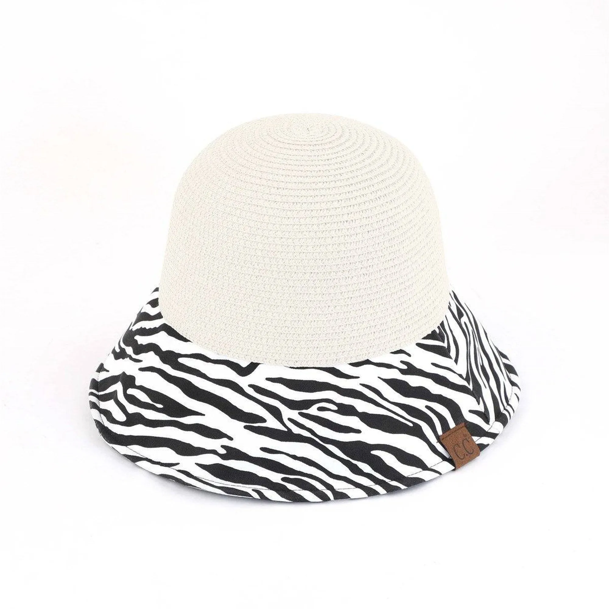 CC Zebra Print Straw Bucket Hat