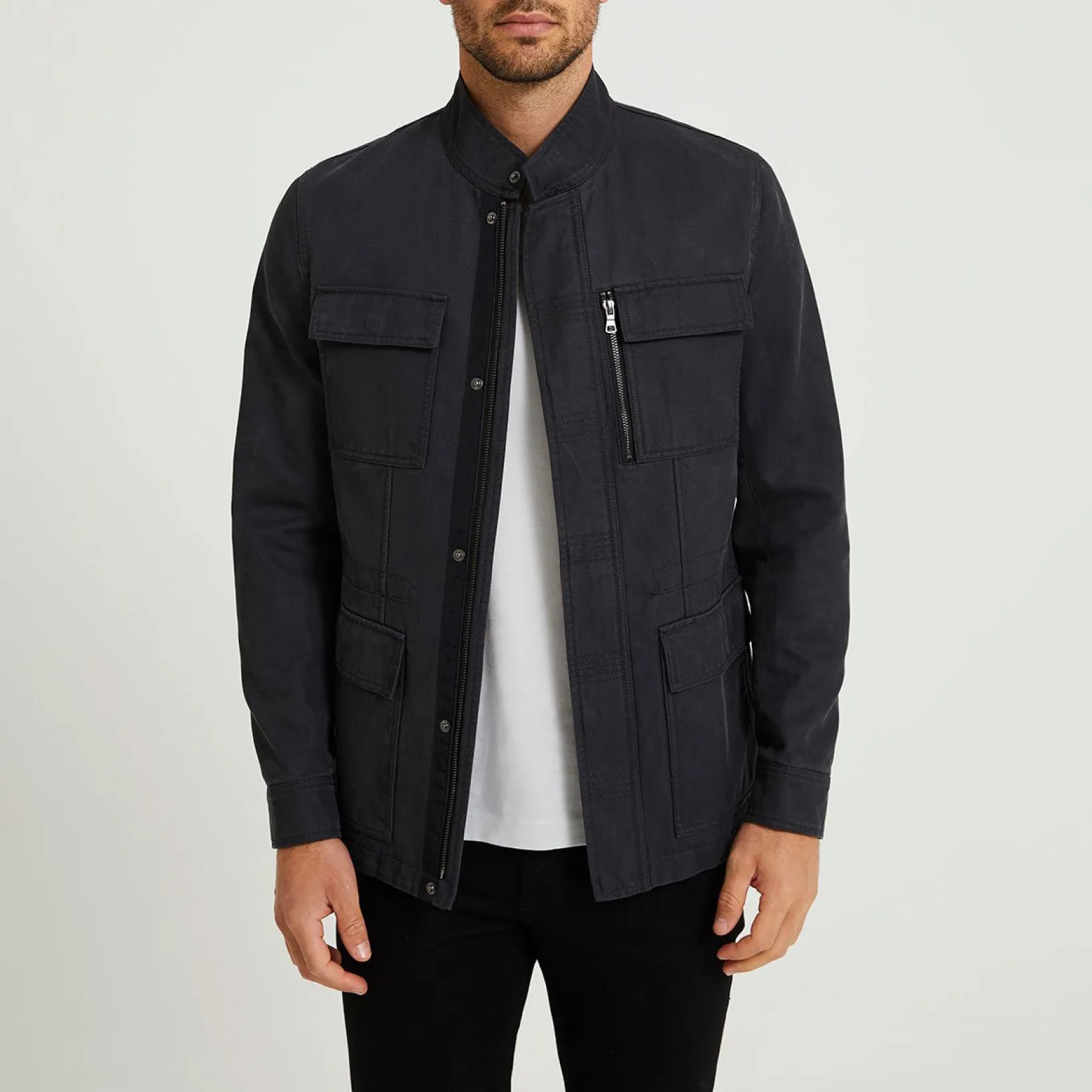 Cotton Tencel Field Jacket Charcoal