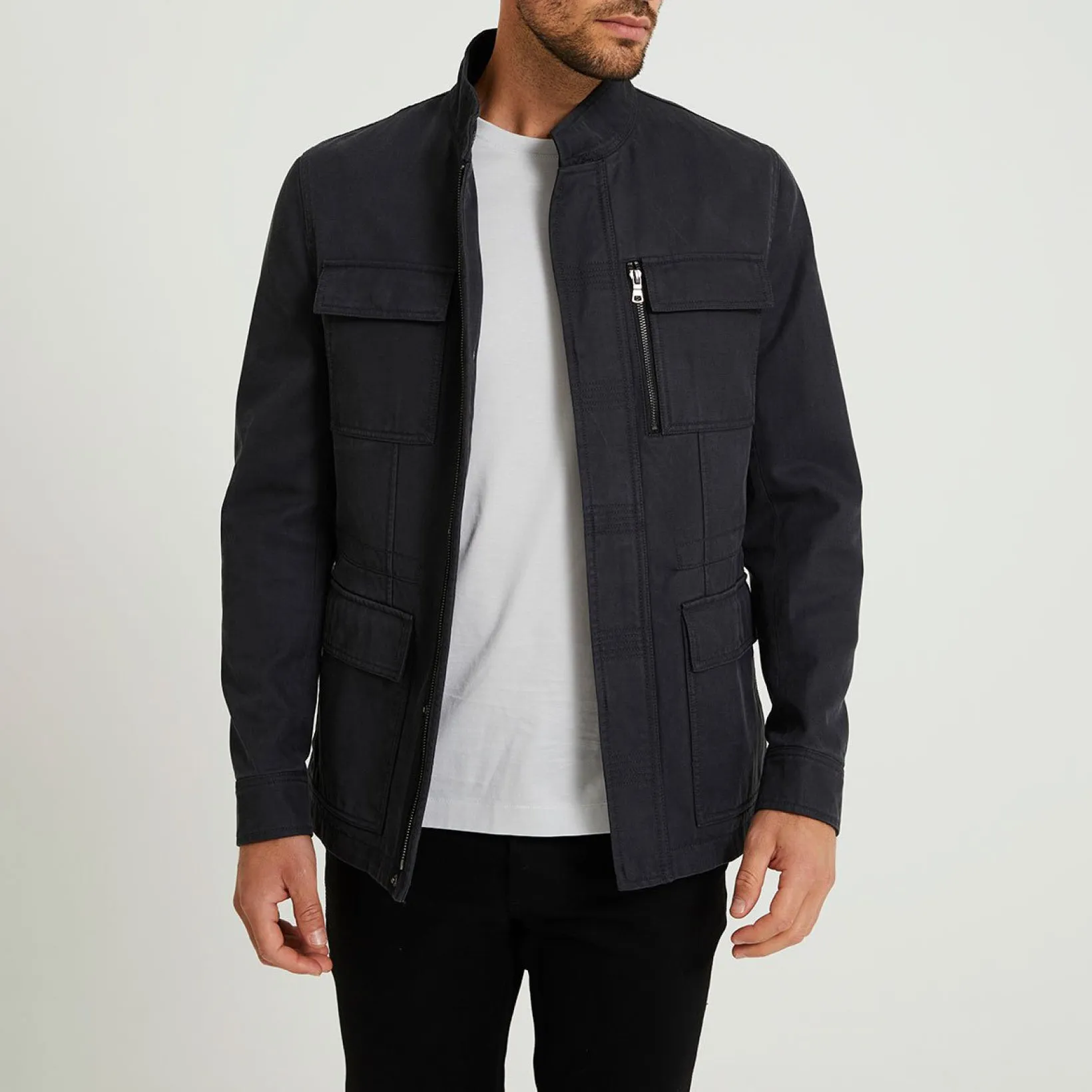 Cotton Tencel Field Jacket Charcoal