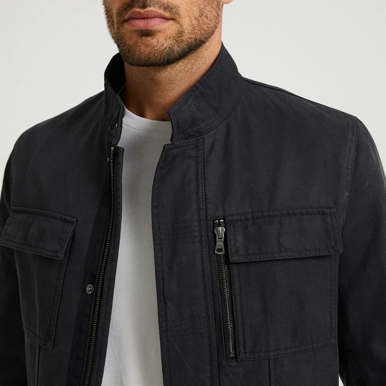 Cotton Tencel Field Jacket Charcoal