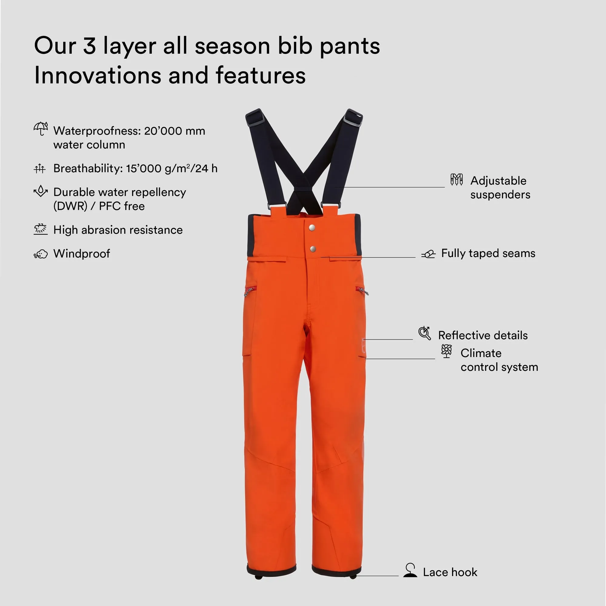 Dait 3 layer all season bib pants