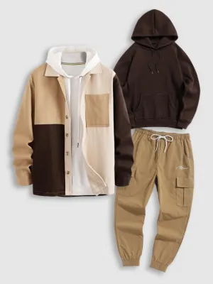 Fashionable Winter Set Jacket Hoodie And Cargo Pants