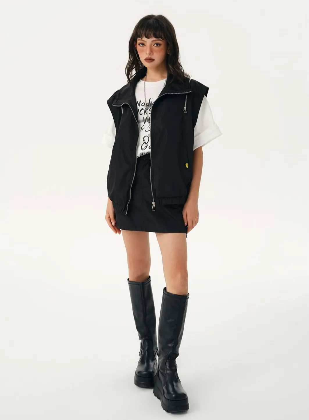 Fold Over Oversized Zip Vest