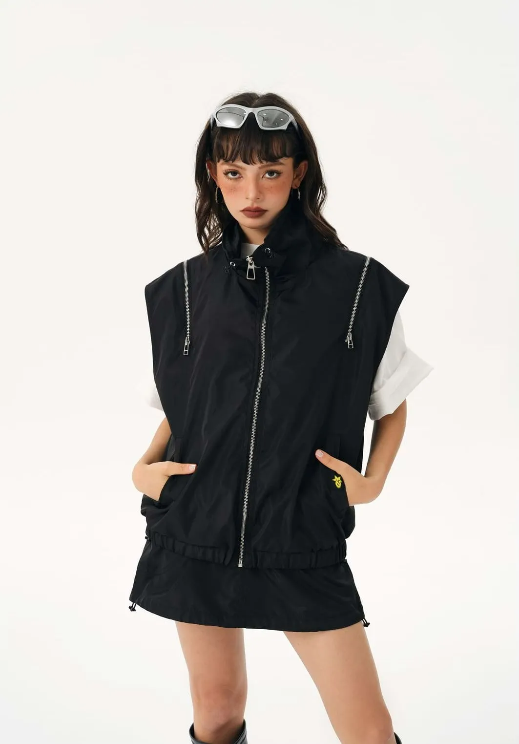 Fold Over Oversized Zip Vest