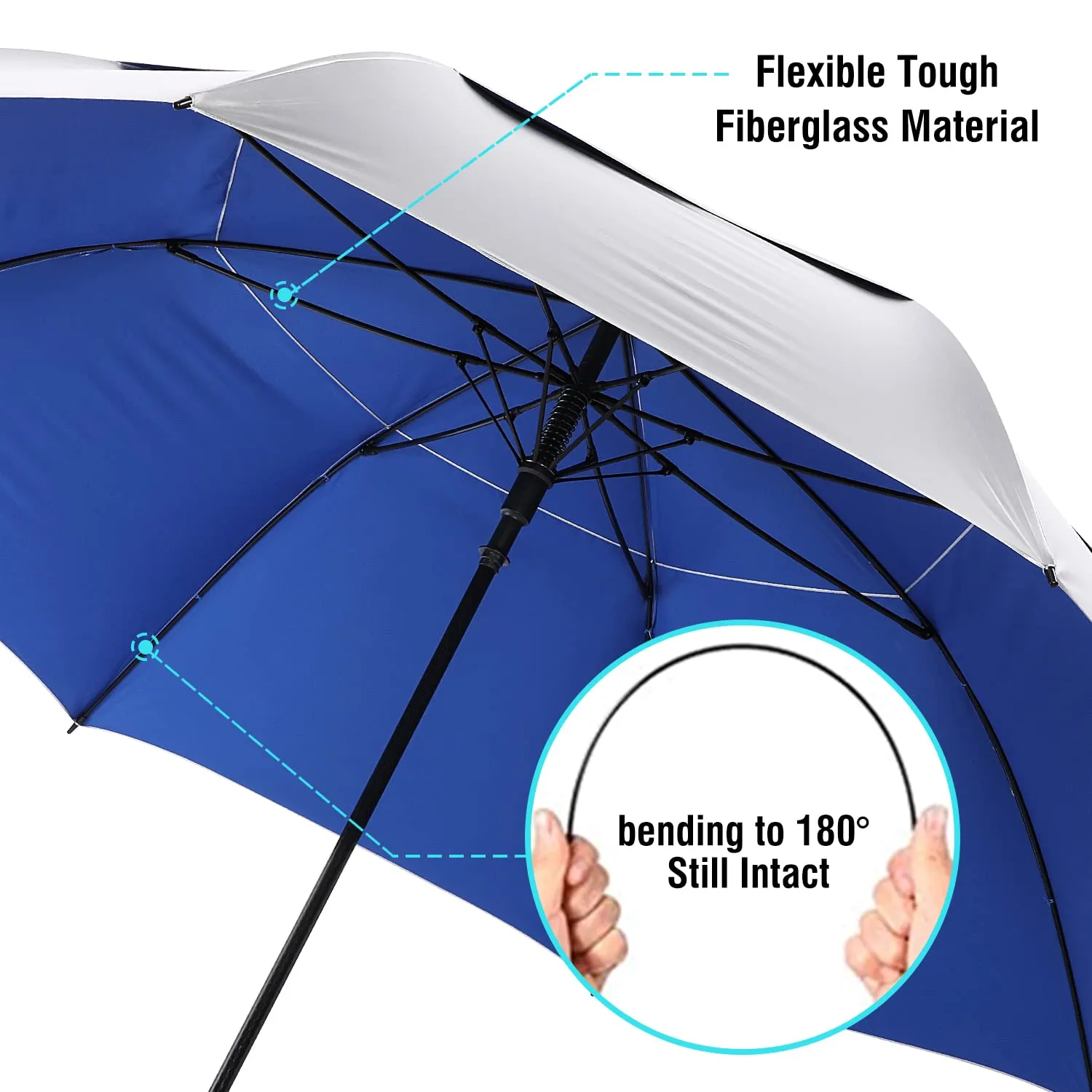 G4Free 72 Inch Oversized Vented Double Canopy Umbrella for Family