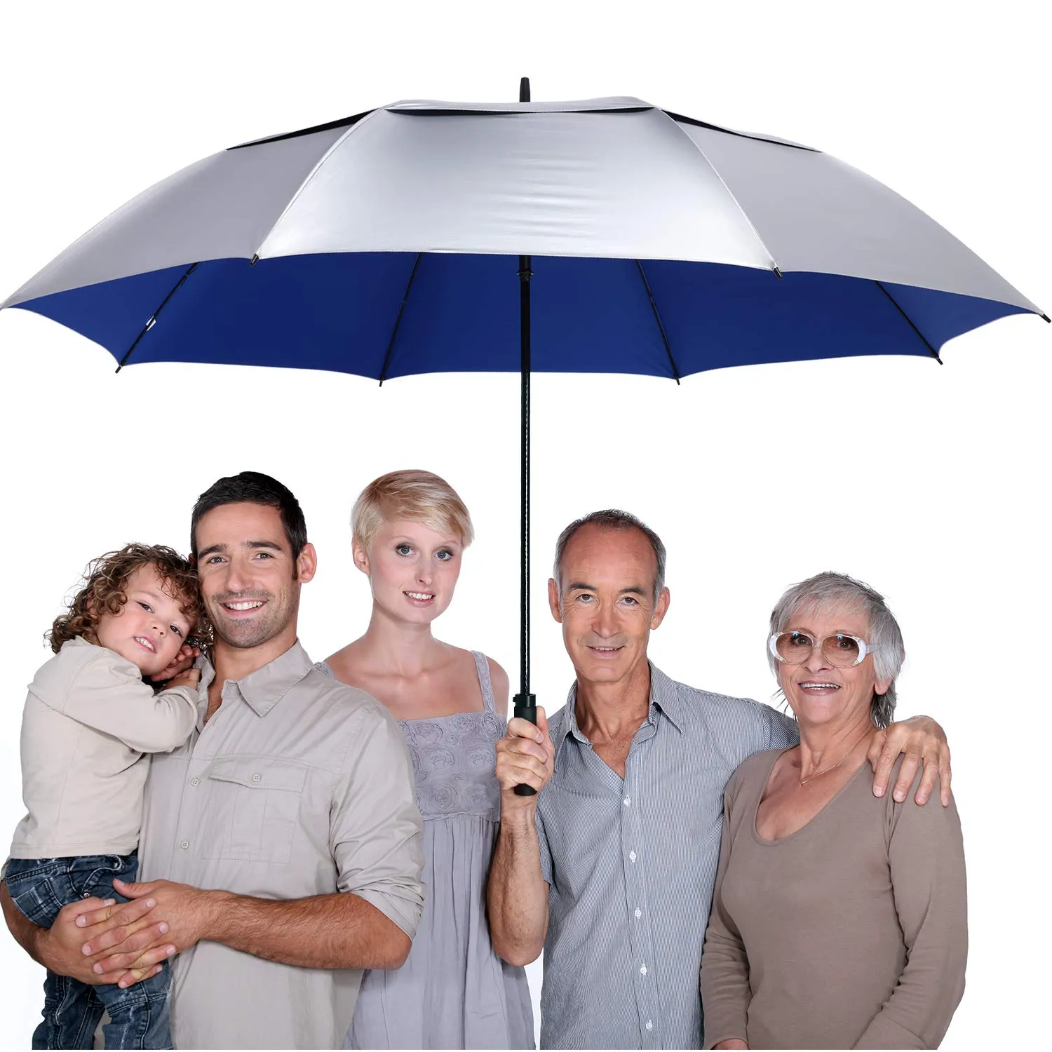 G4Free 72 Inch Oversized Vented Double Canopy Umbrella for Family