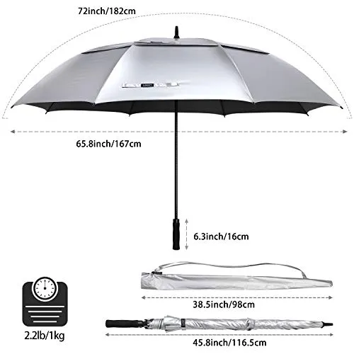 G4Free 72 Inch Oversized Vented Double Canopy Umbrella for Family