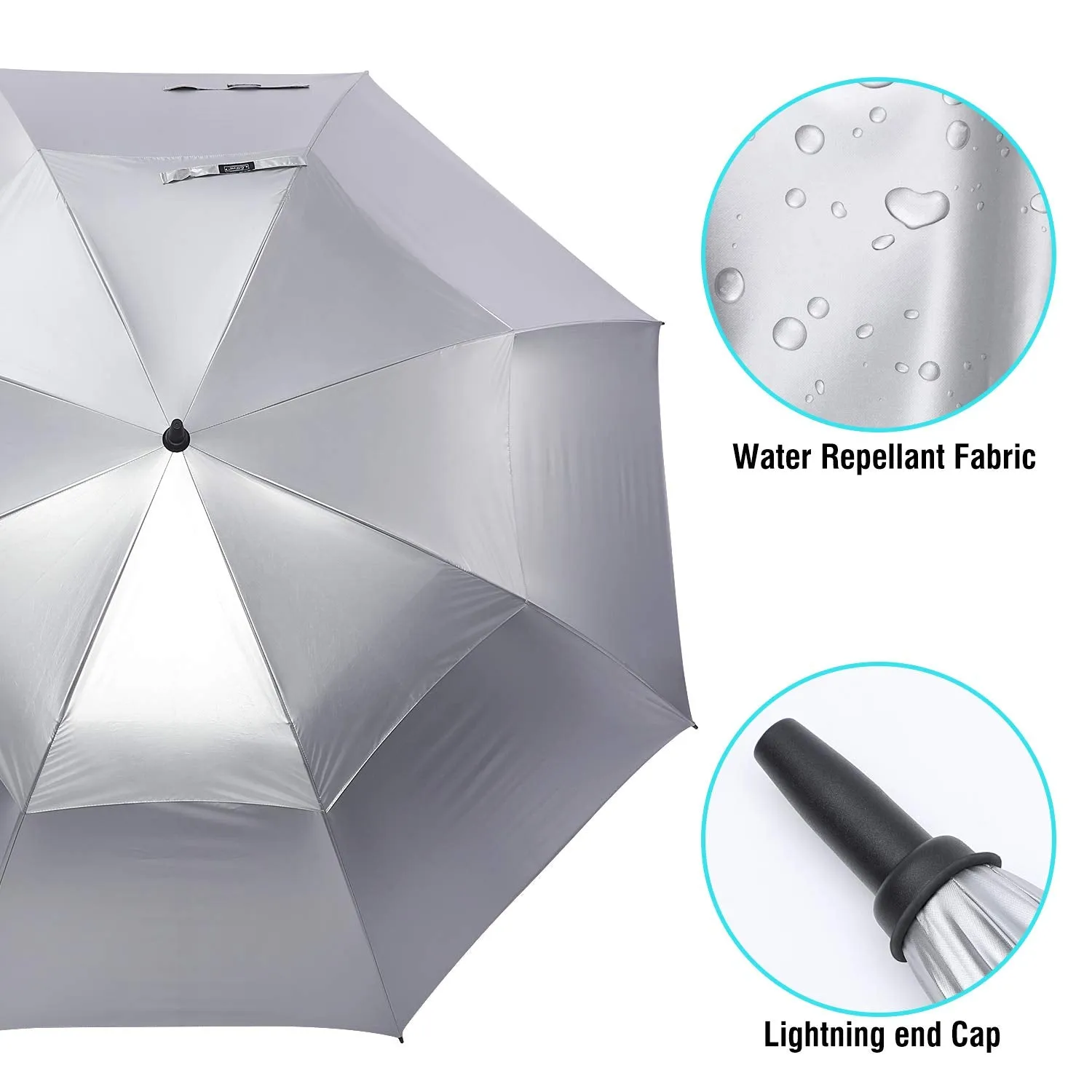 G4Free 72 Inch Oversized Vented Double Canopy Umbrella for Family