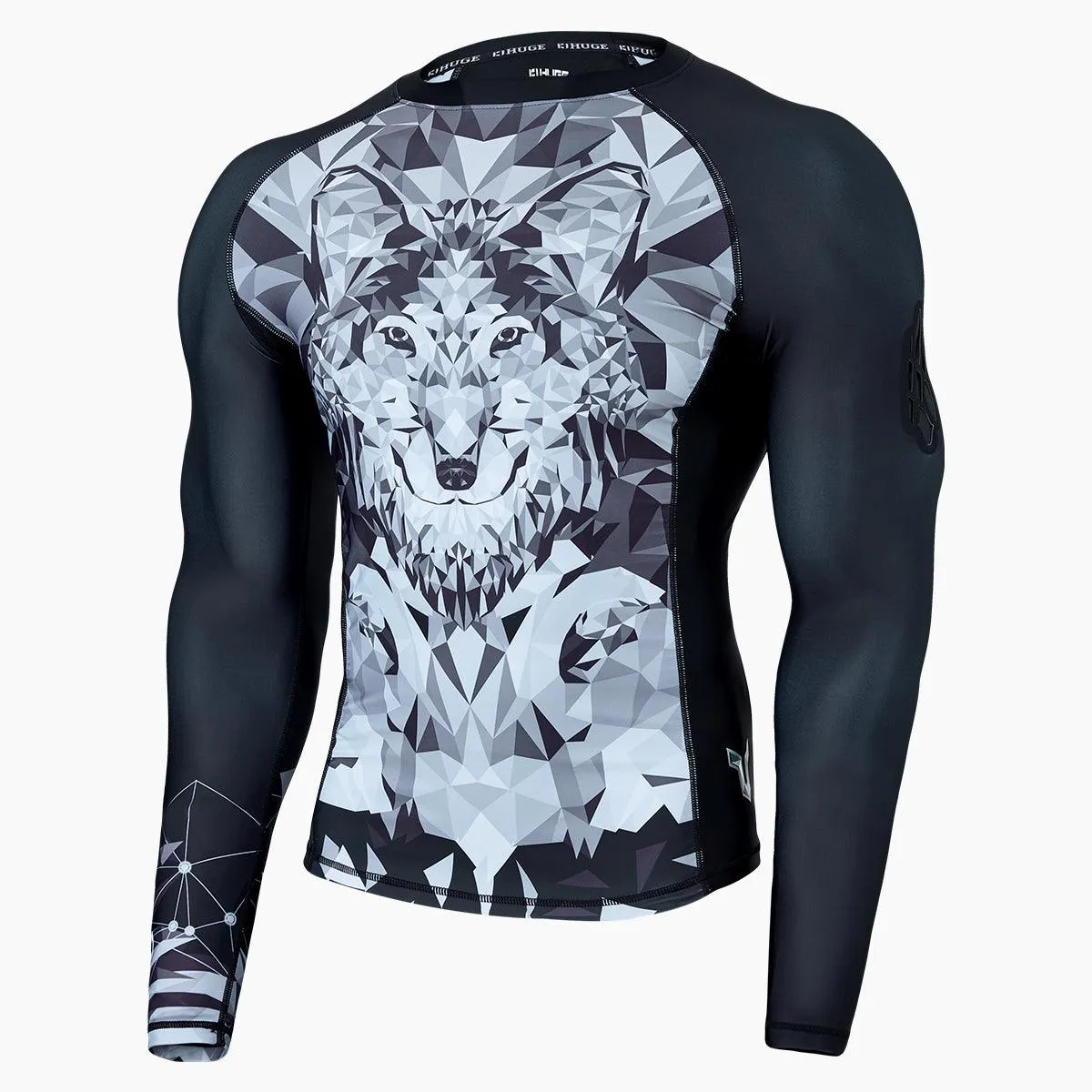 Graphic UPF50  Long Sleeve Rash Guards for Men - Wolf Style