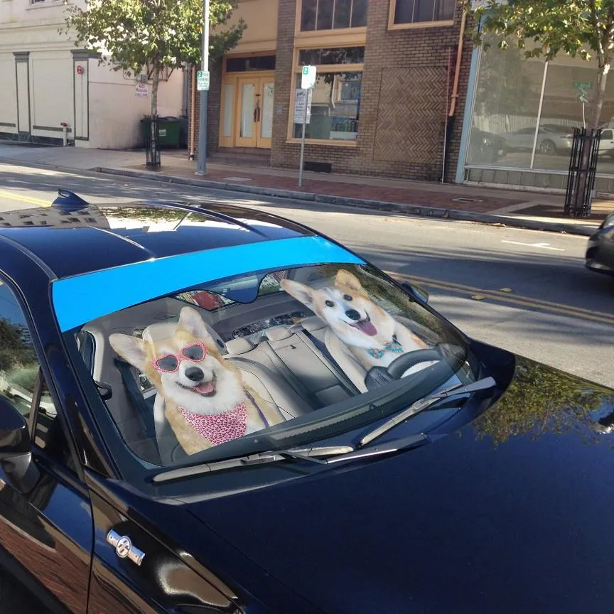 Love Corgi Dogs In Car Custom Car Auto Sunshade