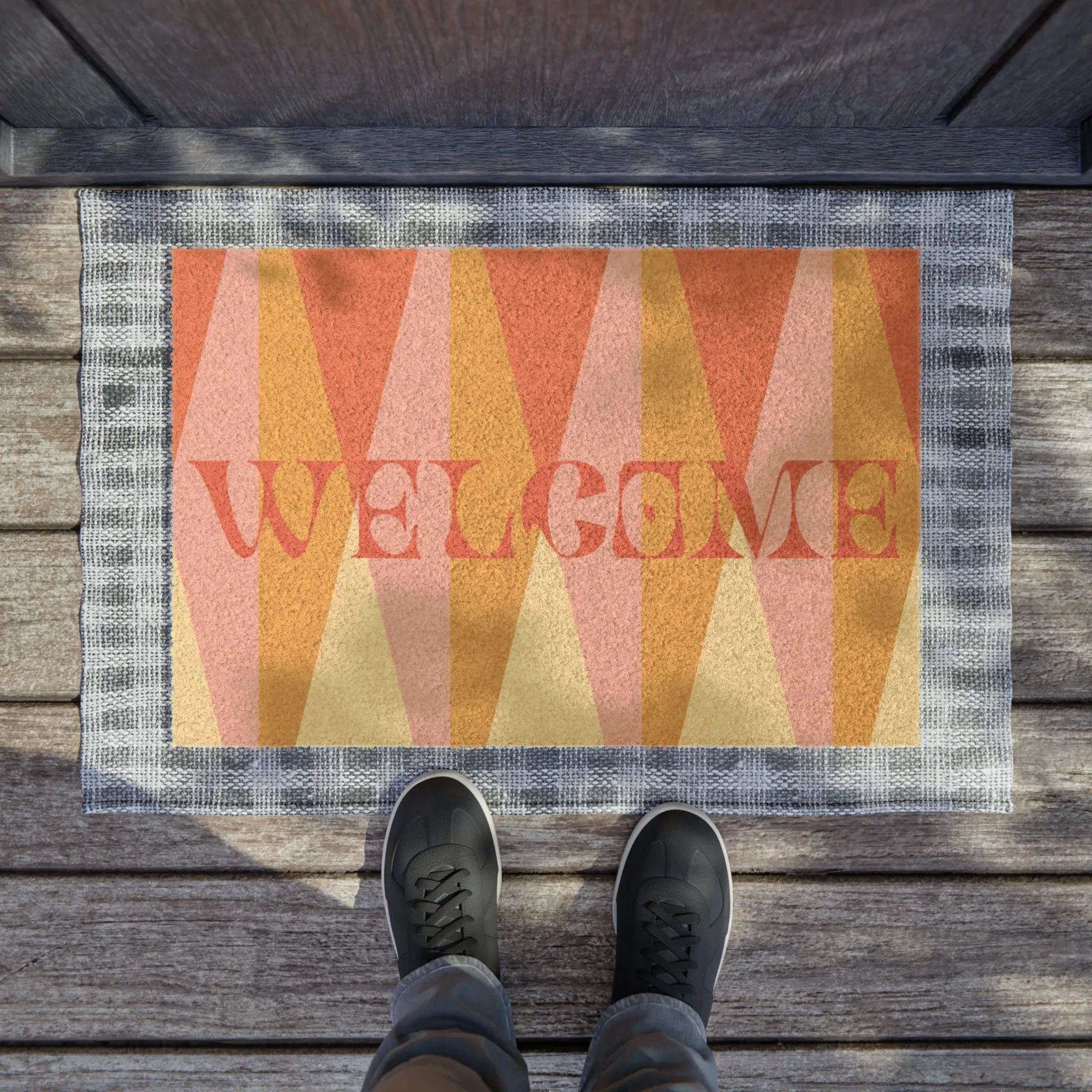 Retro Welcome Mat, Heavy Duty Door Mat Coir Mat