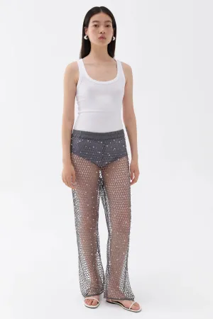 Shimmering Threaded Mesh Pants