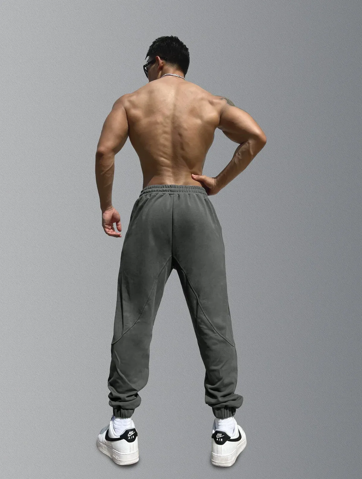 Sports fitness pants Men's footband loose cotton American muscle weight training casual gray sweatpants