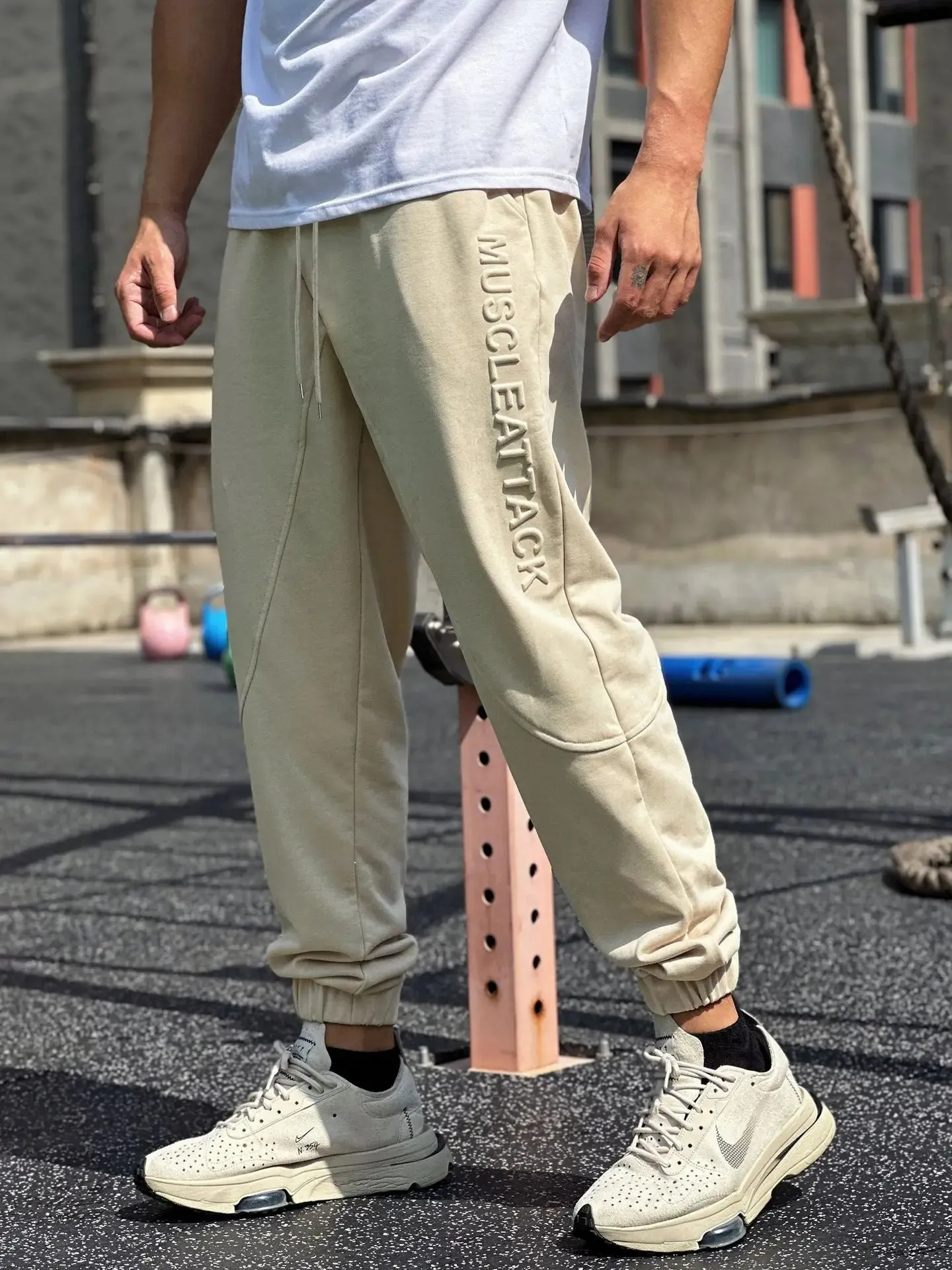 Sports fitness pants Men's footband loose cotton American muscle weight training casual gray sweatpants