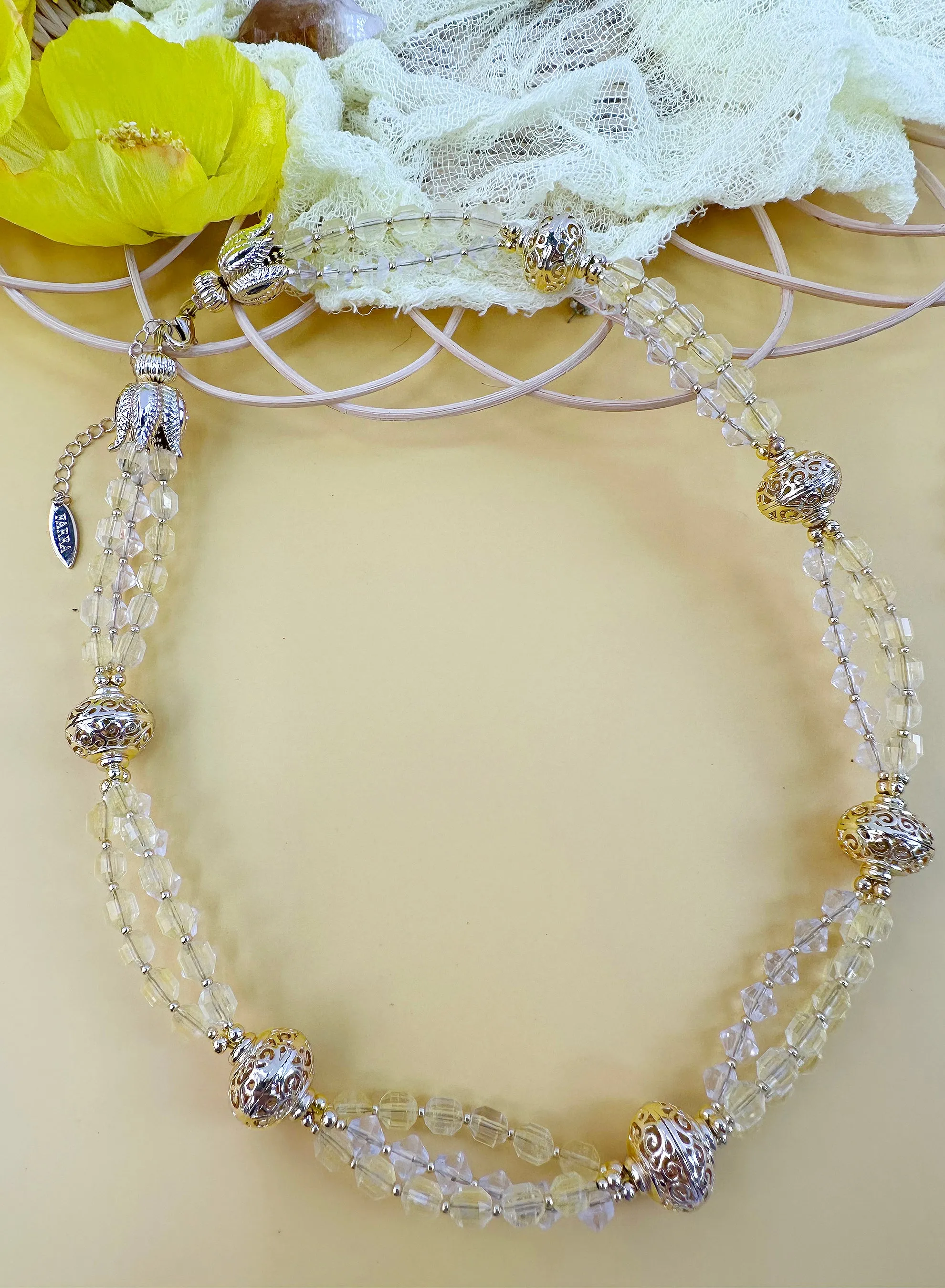 Vintage Style Citrine Double Layers Necklace JN015