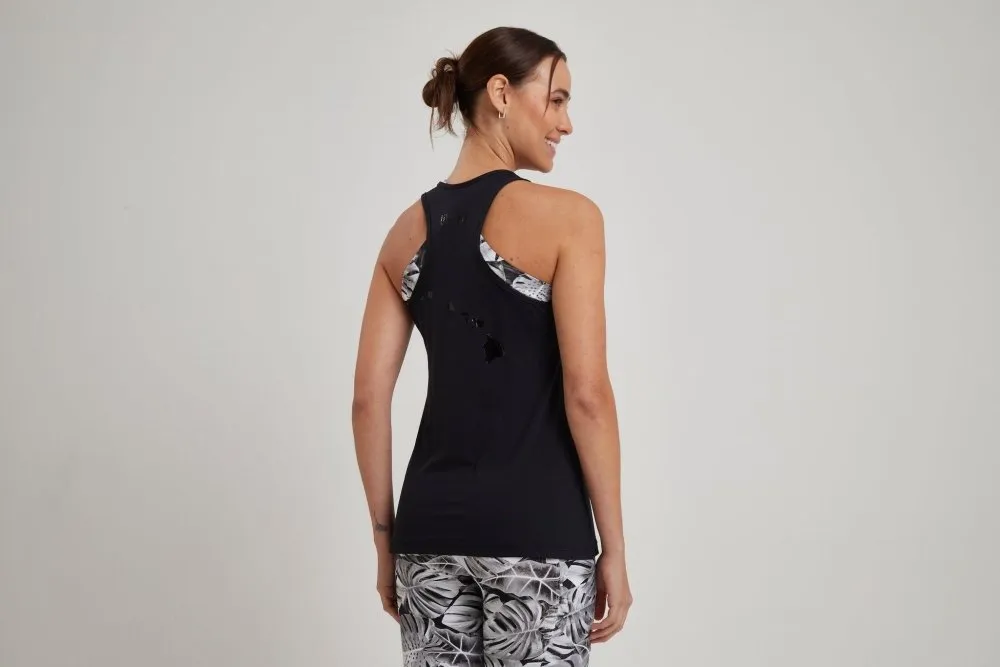 Women's Dri-Fit Tank Top LILIKOI Logo - BLACK