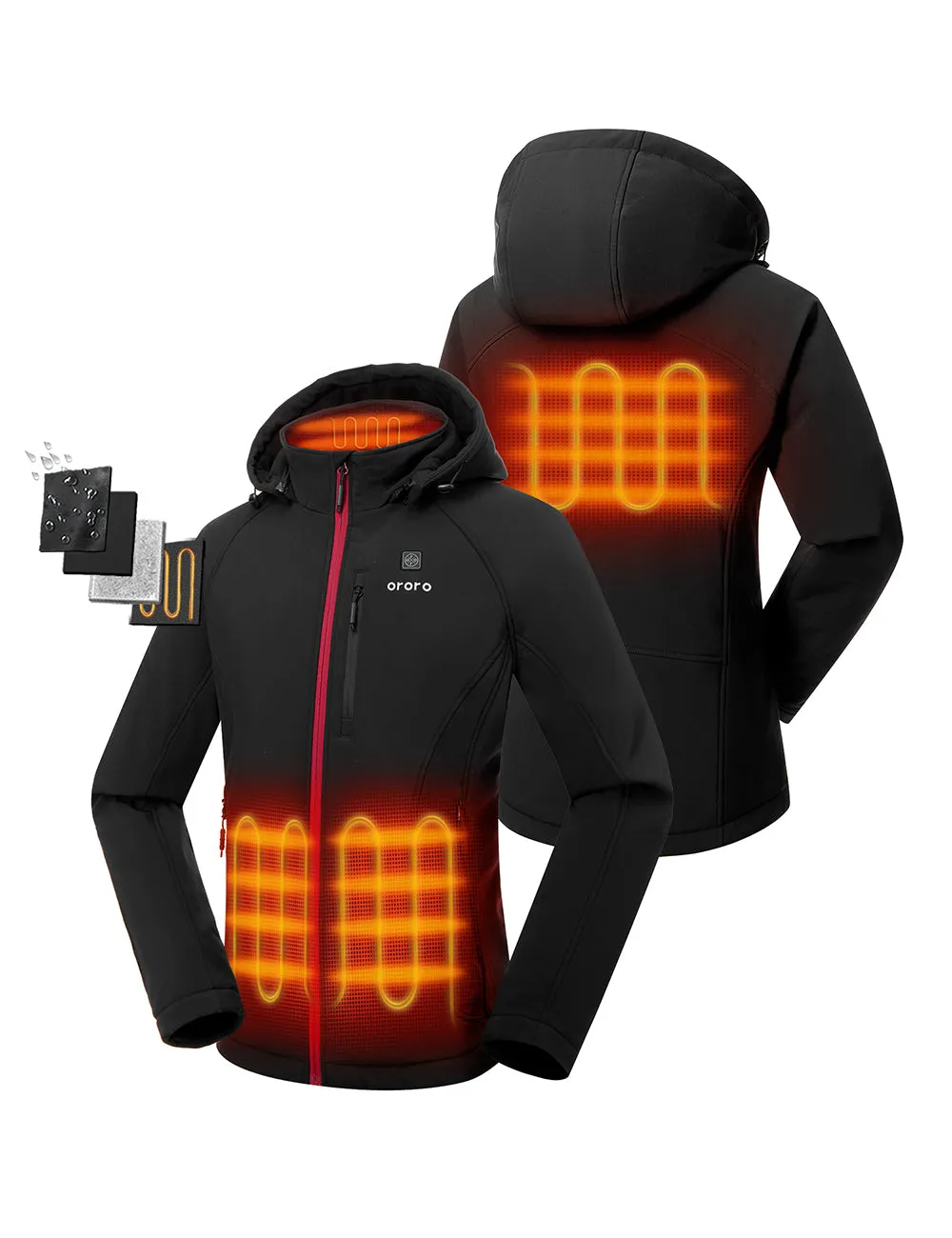 Women's Heated Jacket 2.0 (4 Heating Zones) - Black & Red